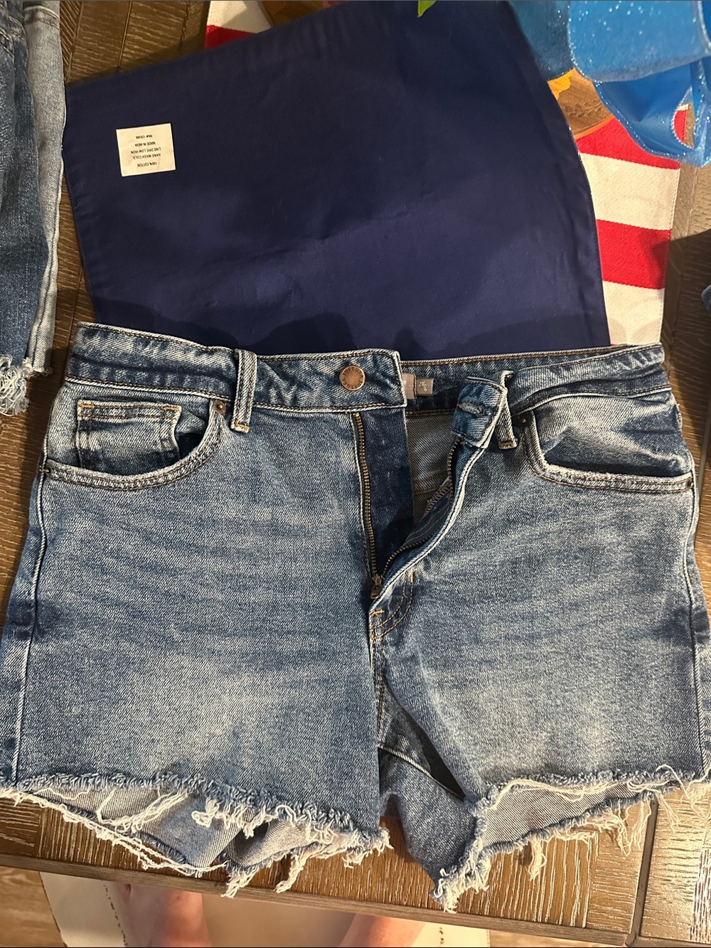Just USA Light Blue Denim Shorts with Brown Stitching